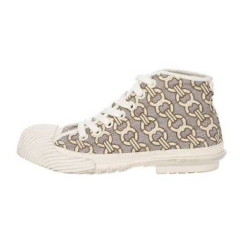 NWT Tory Burch Buddy Cap Toe Canvas Off White High Top Sneakers/Duck Shoes - Picture 3 of 13